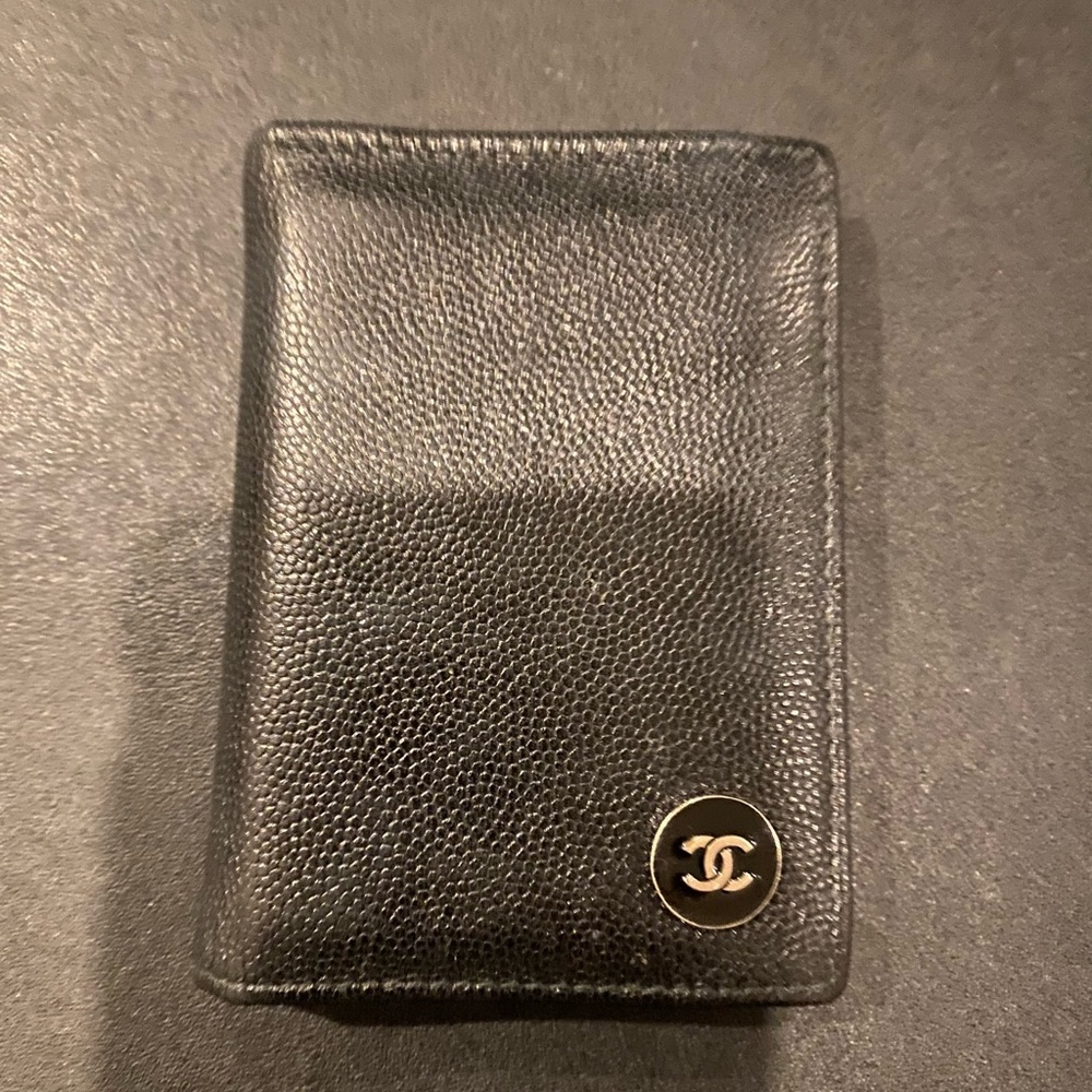 Authentic Chanel Black Caviar Leather Card Holder